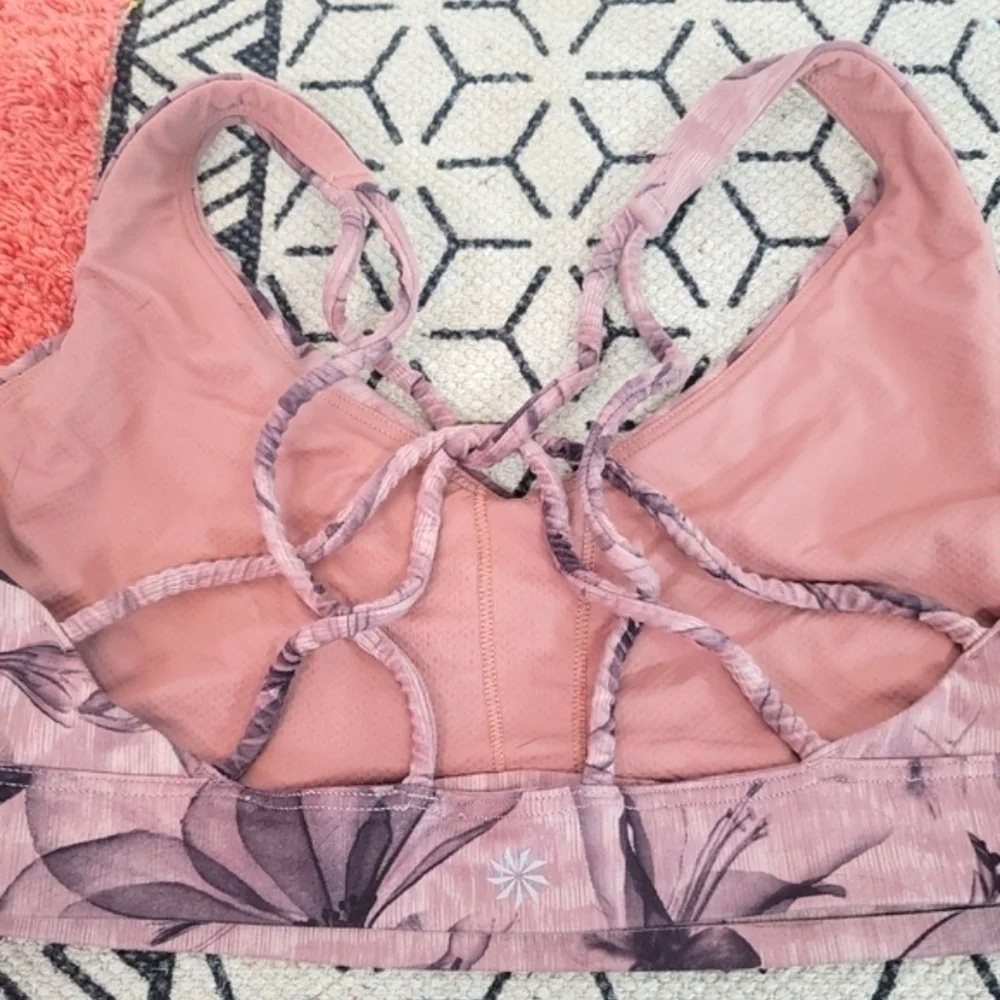 Athleta Floral Solace Printed Bra in Inner Beauty Earth Rose, sz SMALL